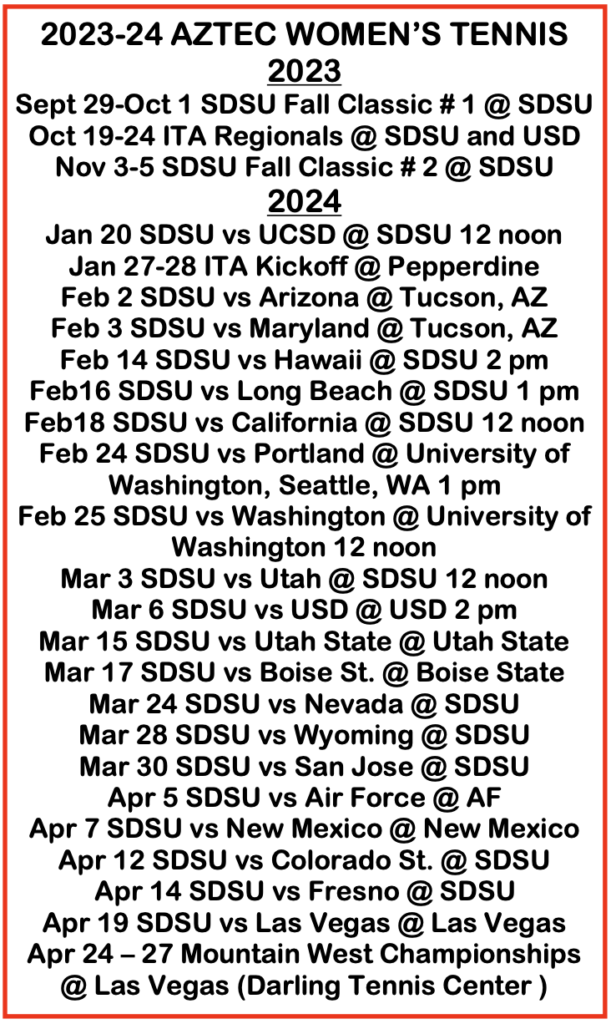 2023-24 women's schedule