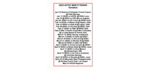 2025 Aztec Men's Tennis Schedule
