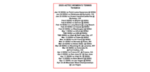 2025 Aztec Women's Tennis Schedule