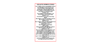 2026 Aztec Women's Tennis Team Schedule